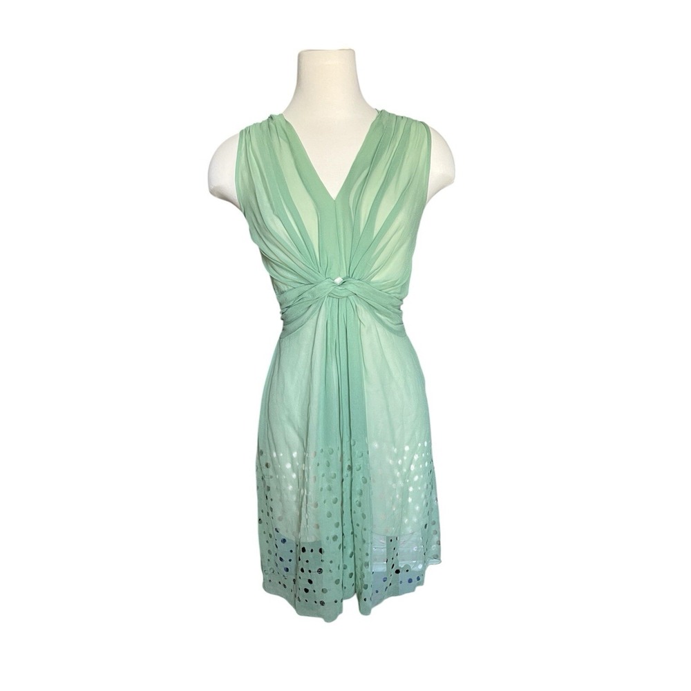 Y2K Sheer Green Dress Tie-Back Size Medium Fairy Feminine Festival